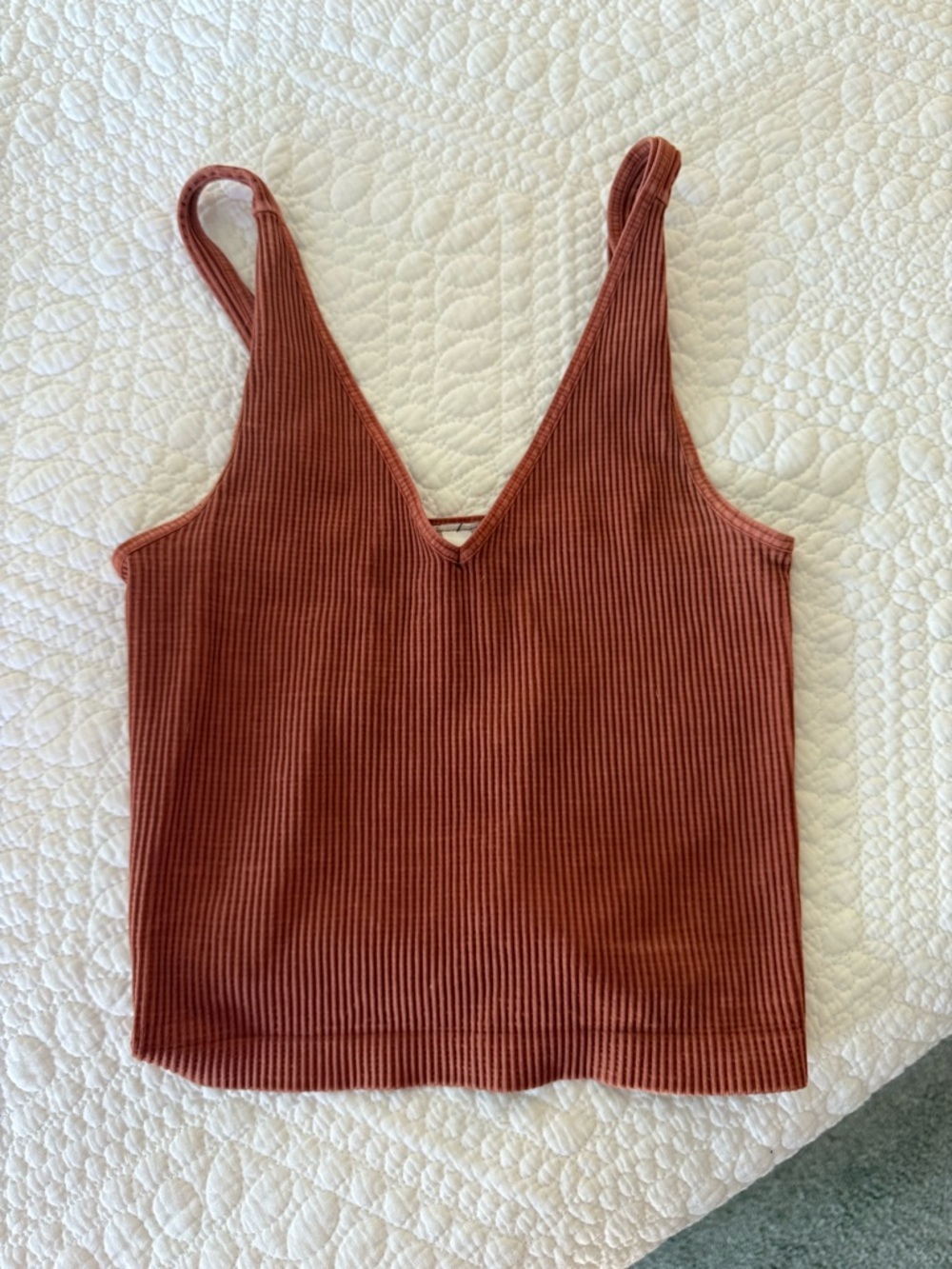 Nikibiki Ribbed V-Neck Camisole in Rusty Brown